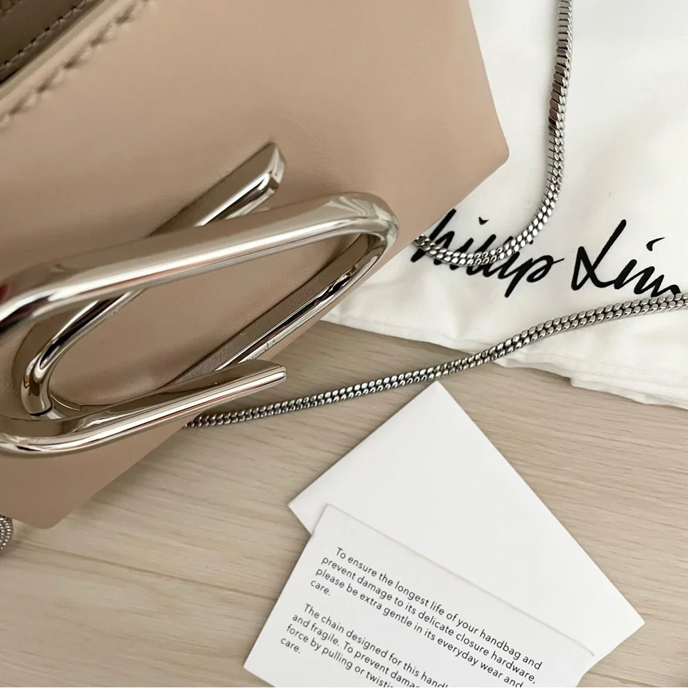 3.1 Phillip Lim Micro Alix Chain crossbody clutch flap bag in beige